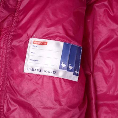 Canada Goose Fuchsia Pink Hooded Puffer Jacket with Contrast Stripes