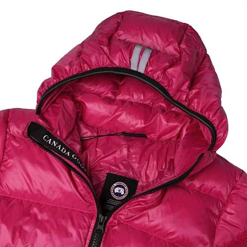 Canada Goose Fuchsia Pink Hooded Puffer Jacket with Contrast Stripes