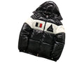 Moncler Black White Colorblock Glossy Hooded Puffer Jacket