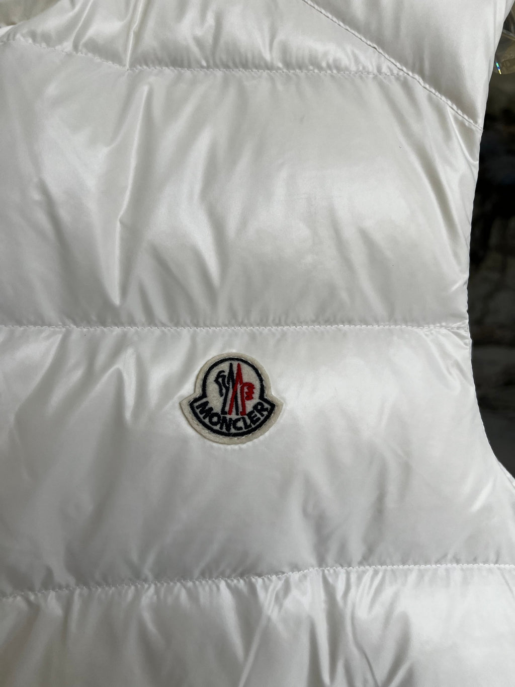 Moncler White Glossy Quilted Puffer Vest