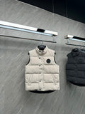 Canada Goose Cream Black Patch Quilted Puffer Vest