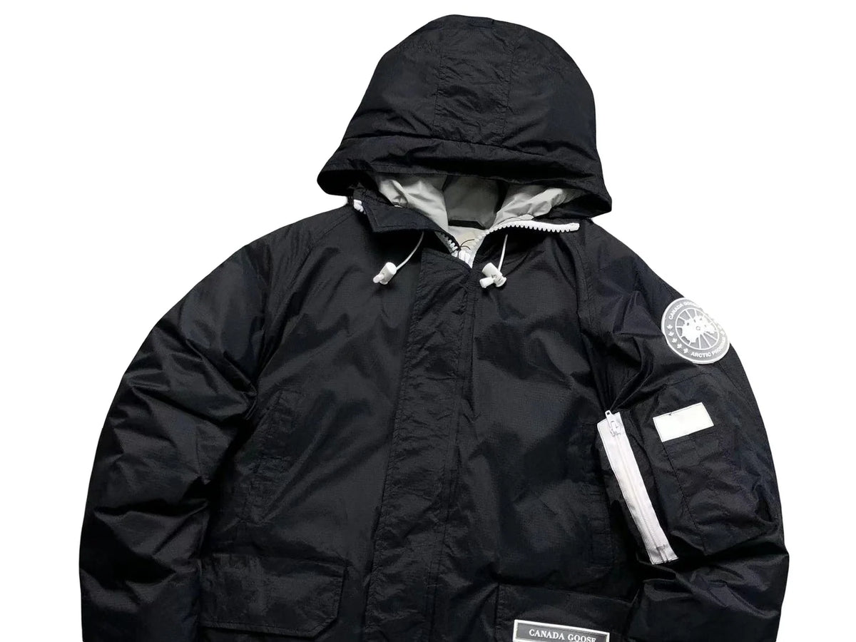 Canada Goose Black Contrast Trim Hooded Bomber Jacket