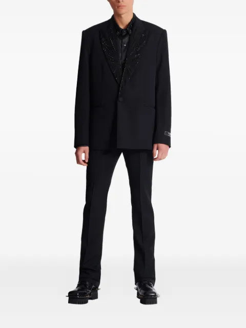 Balmain beaded-lapel single-breasted blazer