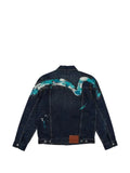 EVISU paint-splatter Daicock denim jacket