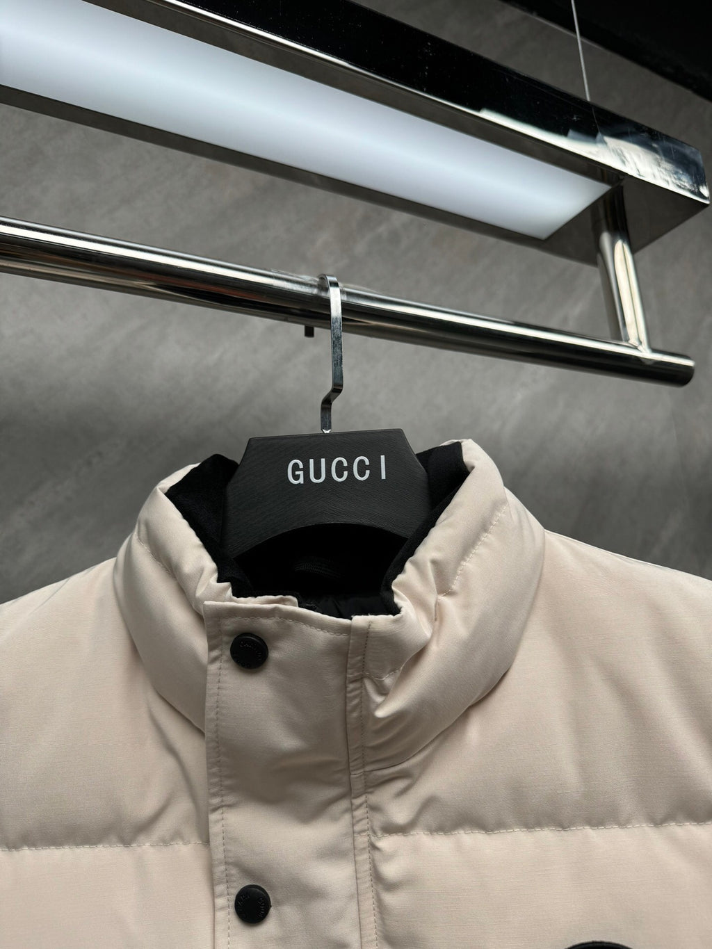 Canada Goose Cream Black Patch Quilted Puffer Vest