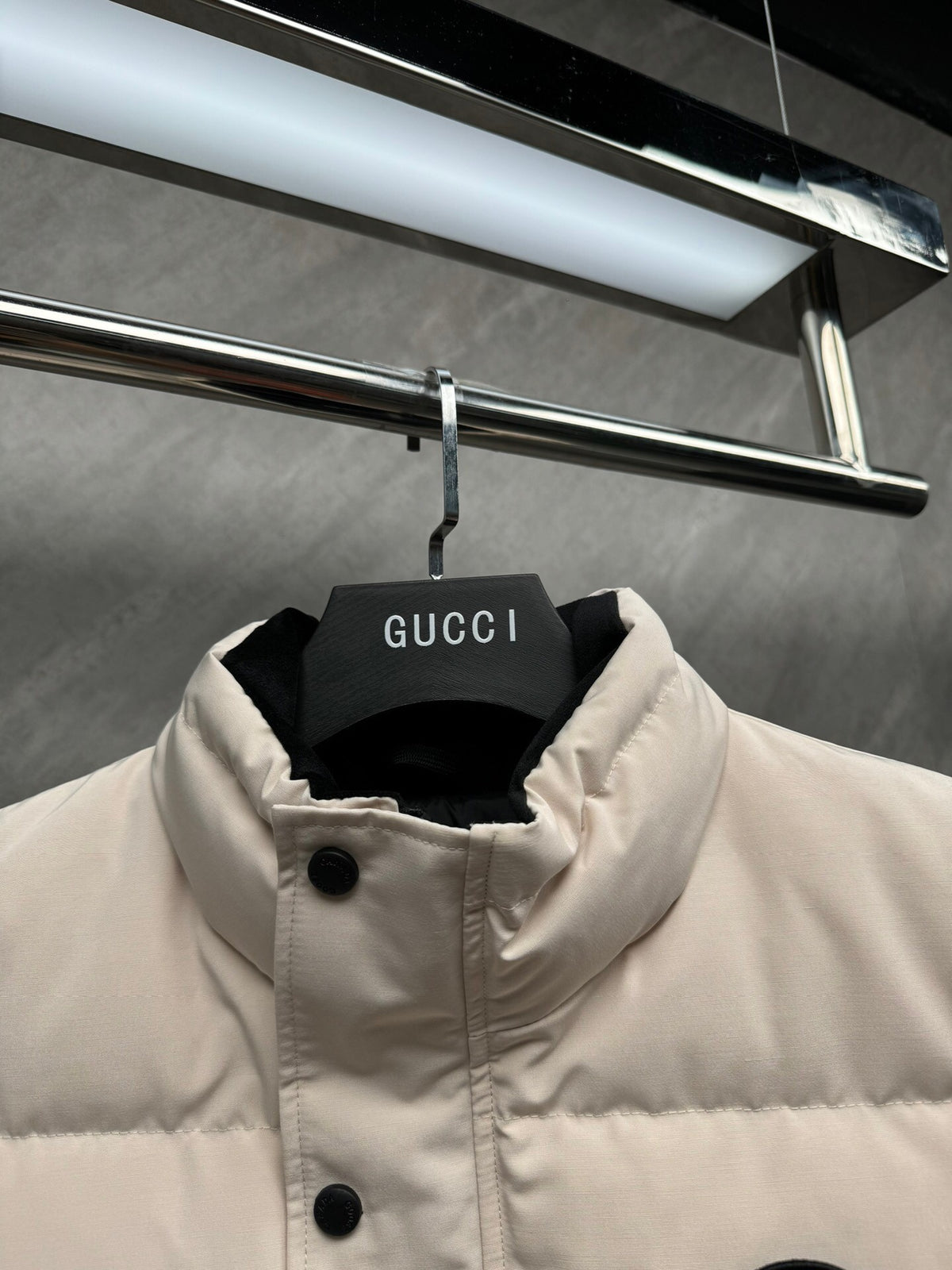 Canada Goose Cream Black Patch Quilted Puffer Vest