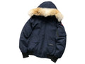 Canada Goose Navy Blue Fur-Trim Hooded Bomber Jacket