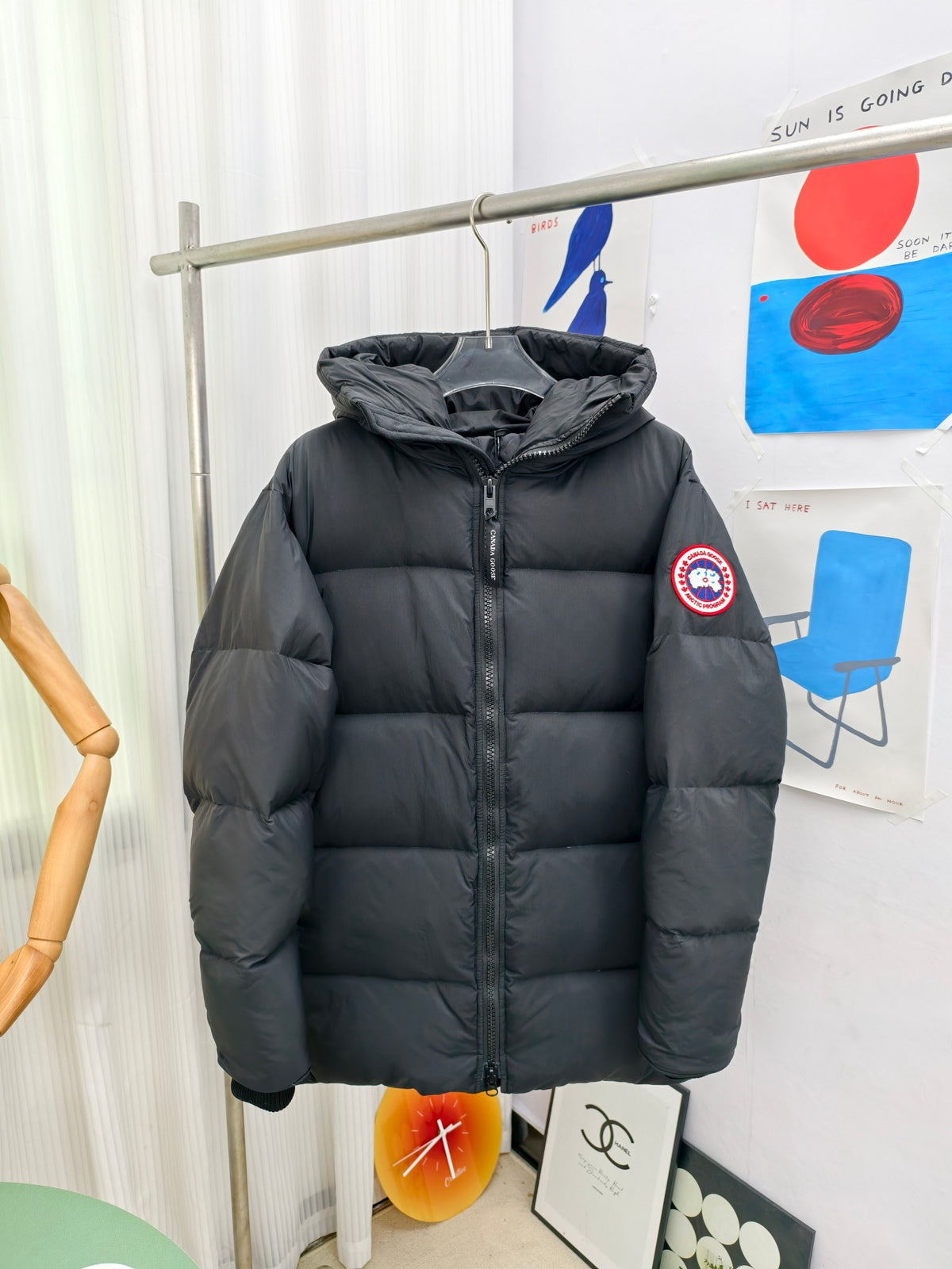 Canada Goose Black Classic Patch Hooded Puffer Jacket