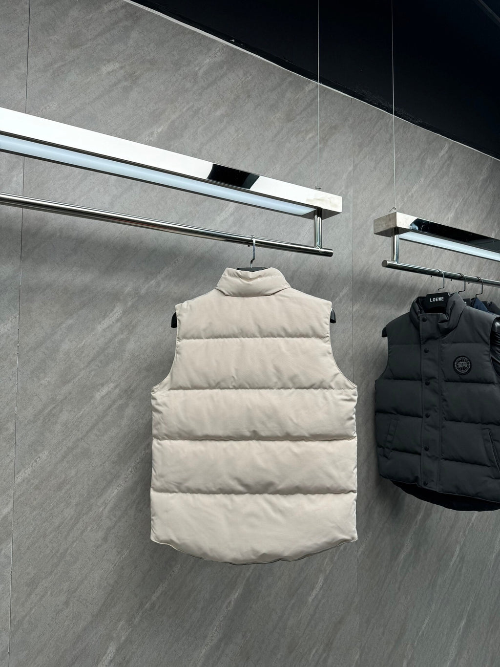Canada Goose Cream Black Patch Quilted Puffer Vest