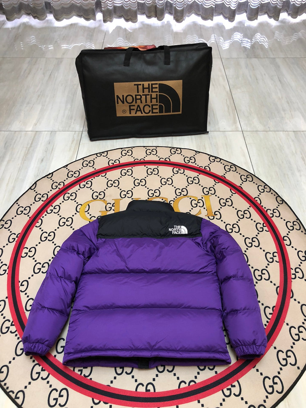 The North Face Purple Black Colorblock Puffer Jacket