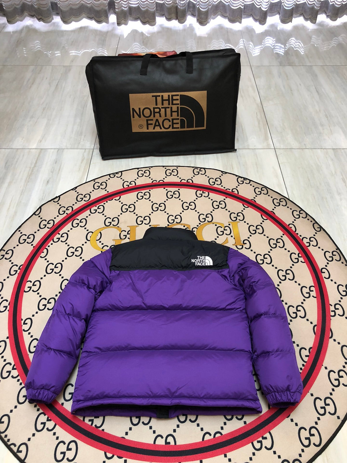 The North Face Purple Black Colorblock Puffer Jacket