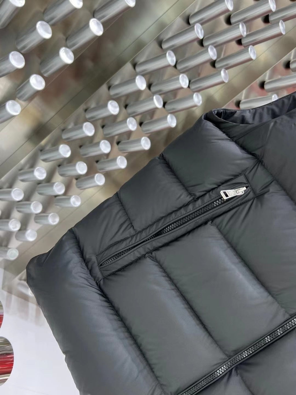 Moncler Charcoal Gray Logo Hooded Quilted Puffer Vest