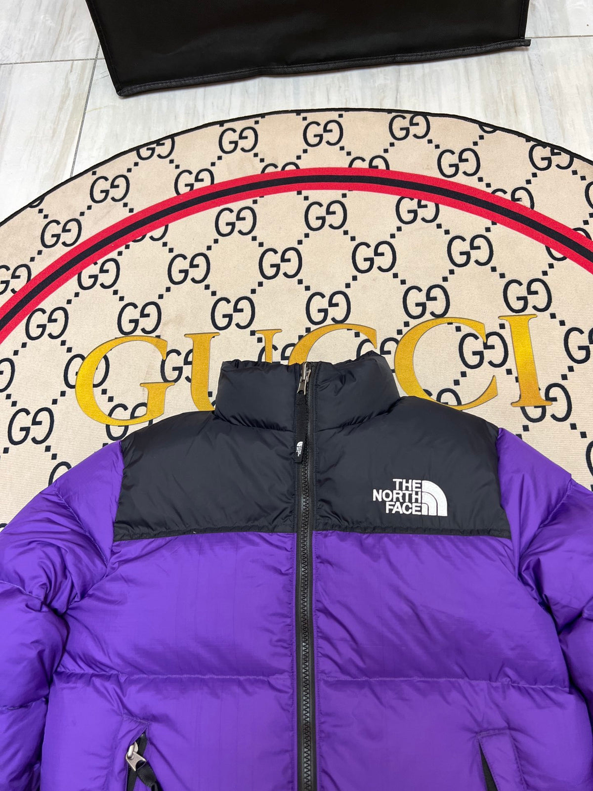 The North Face Purple Black Colorblock Puffer Jacket