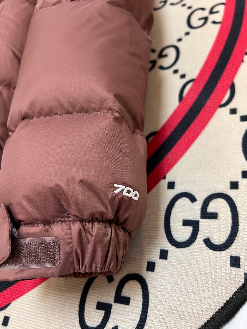 The North Face Rose Brown Burgundy Colorblock Puffer Jacket