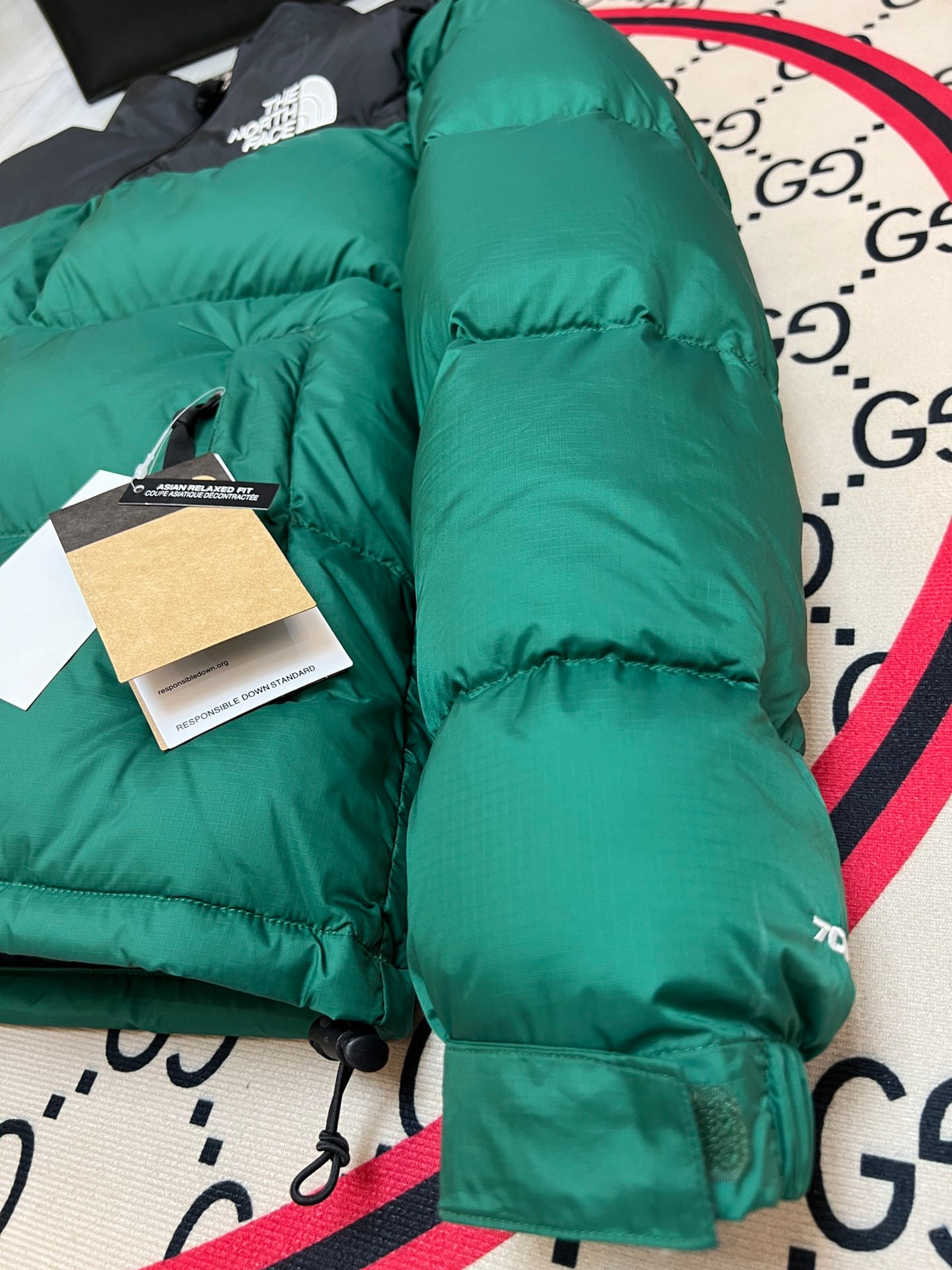 The North Face Emerald Green Black Colorblock Puffer Jacket