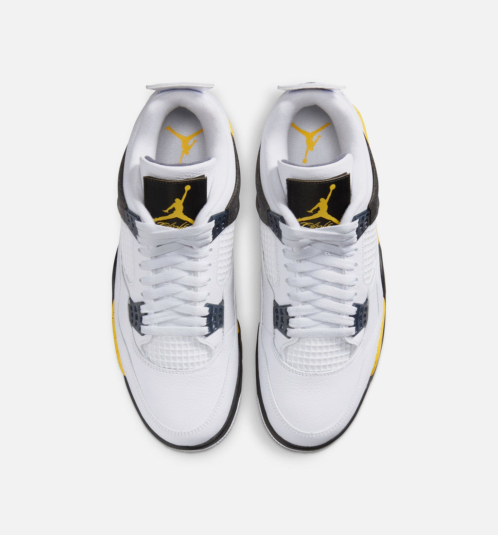 Air Jordan 4 Retro Rare Air Tour Yellow Men's Shoes - White Dark Blue Grey Black Tour Yellow