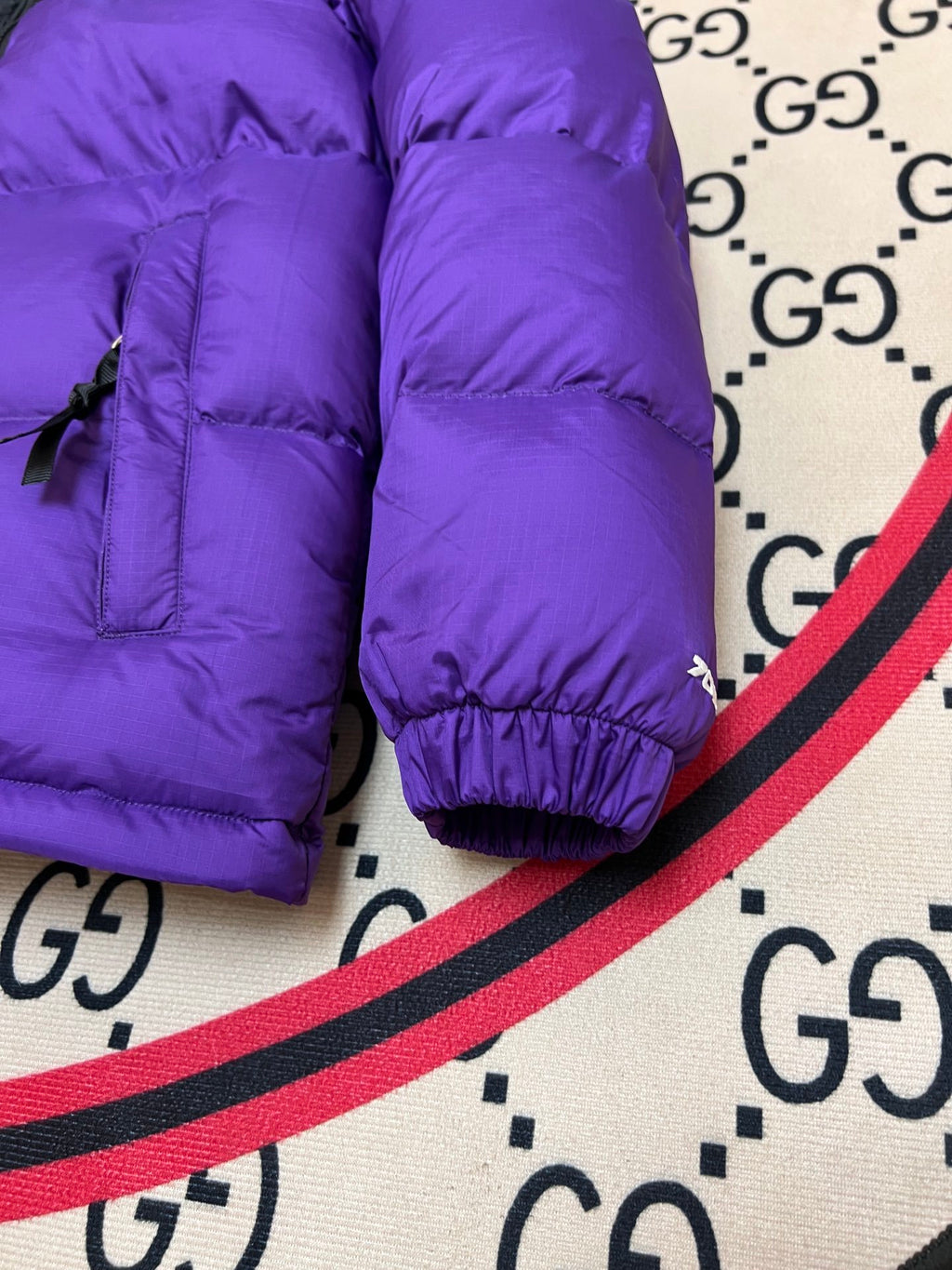The North Face Purple Black Colorblock Puffer Jacket