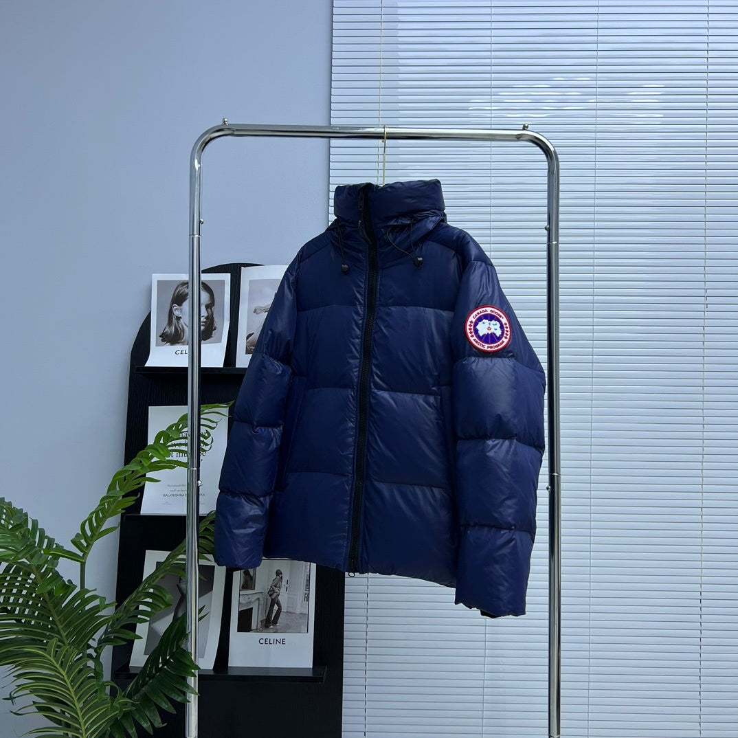 Canada Goose Navy Blue Classic Patch Hooded Puffer Jacket