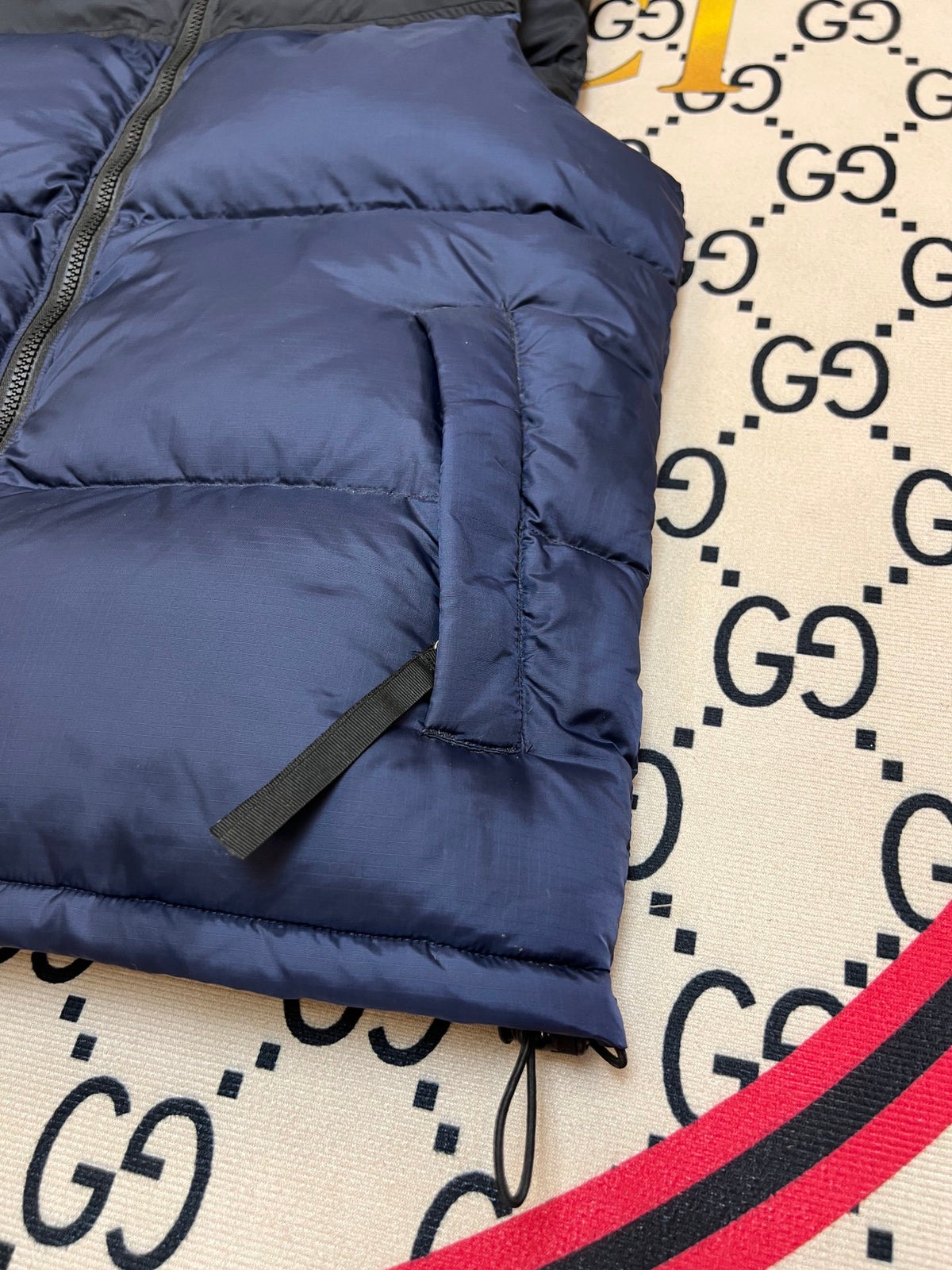 The North Face Navy Blue and Black Colorblock Puffer Vest