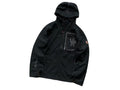 Moncler Black Hooded Zip-Front Jacket with Graphic Chest Pocket
