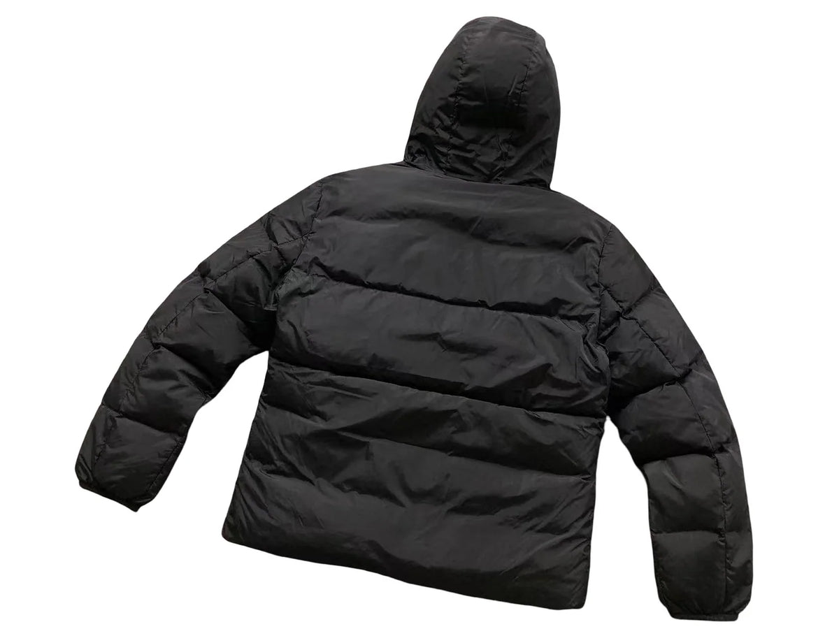 Moncler Black White Logo Hooded Puffer Jacket
