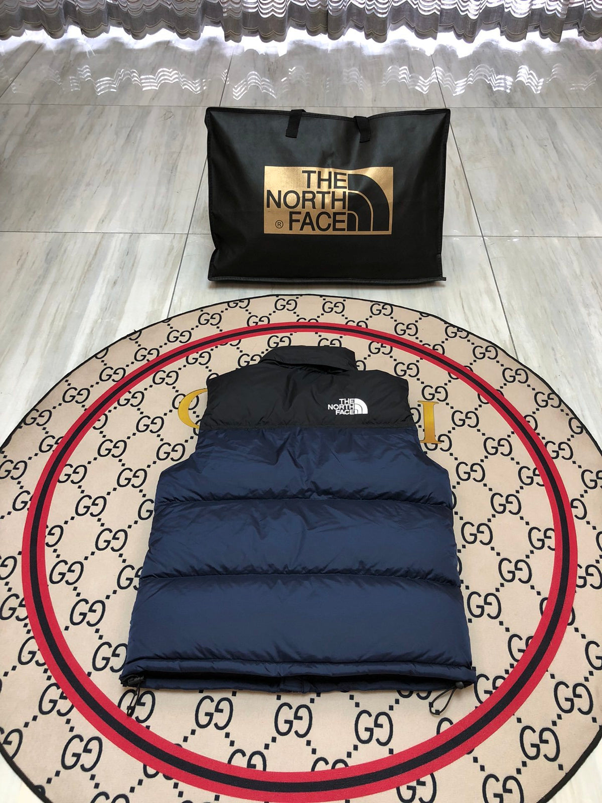 The North Face Navy Blue and Black Colorblock Puffer Vest