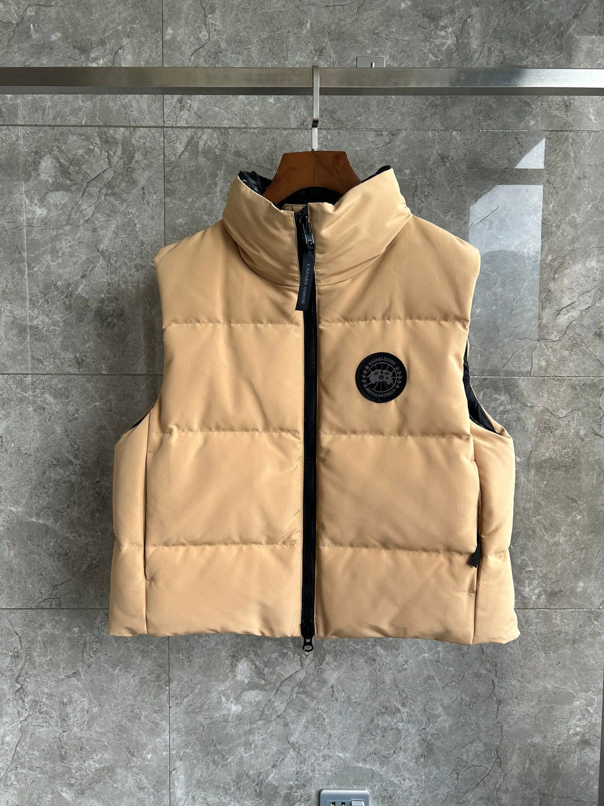Canada Goose Sand Beige Black Label Quilted Puffer Vest