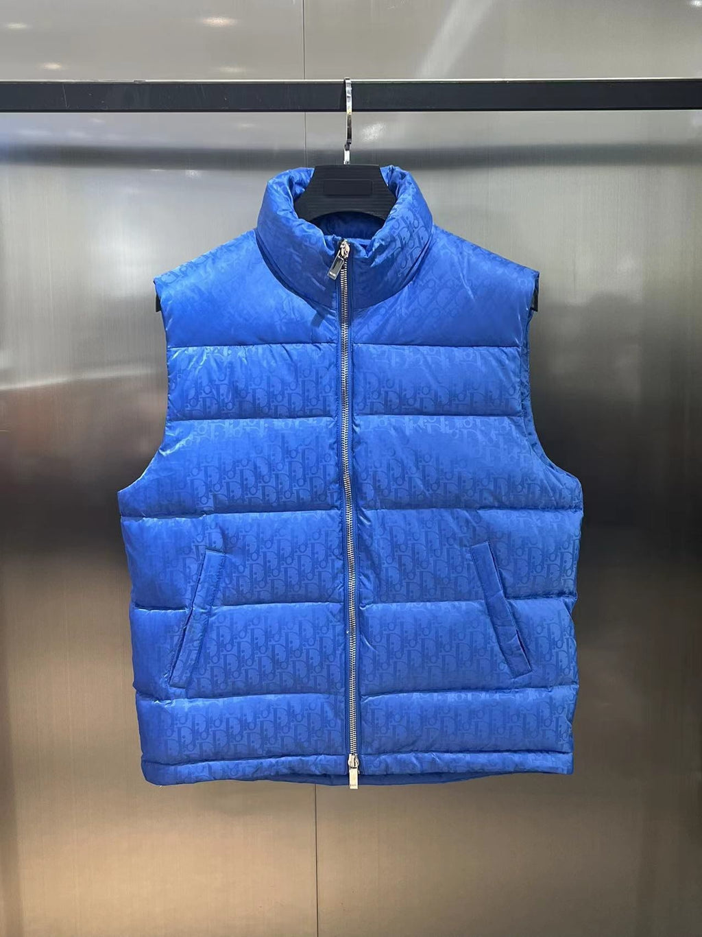 Dior Royal Blue Monogram Quilted Puffer Vest