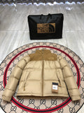 The North Face Sand Beige Tan Colorblock Puffer Jacket
