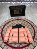 The North Face Peach Pink Black Colorblock Puffer Jacket
