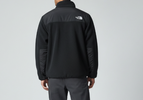 The North Face Black Mixed-Panel Stand Collar Fleece Jacket