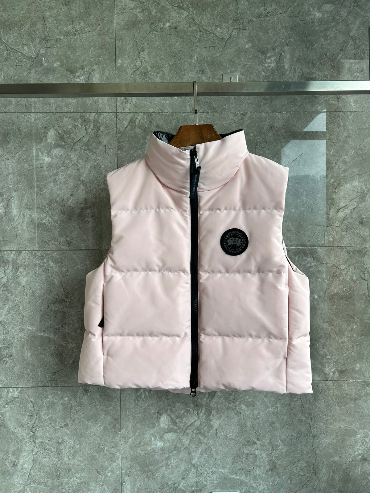 Canada Goose Blush Pink Black Patch Quilted Puffer Vest