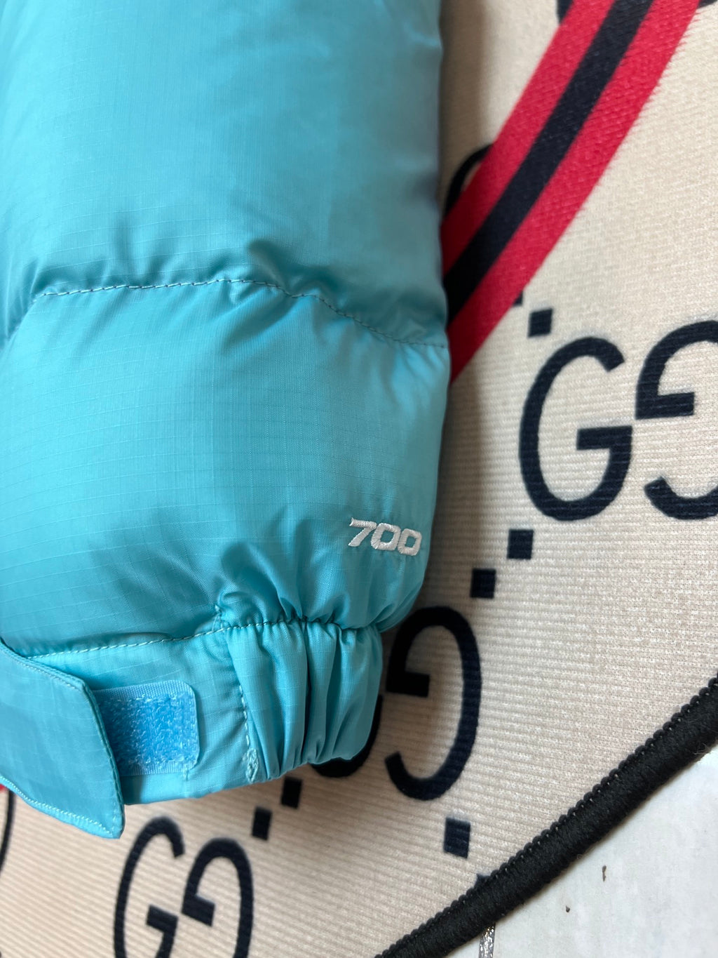The North Face Turquoise Blue Purple Colorblock Puffer Jacket