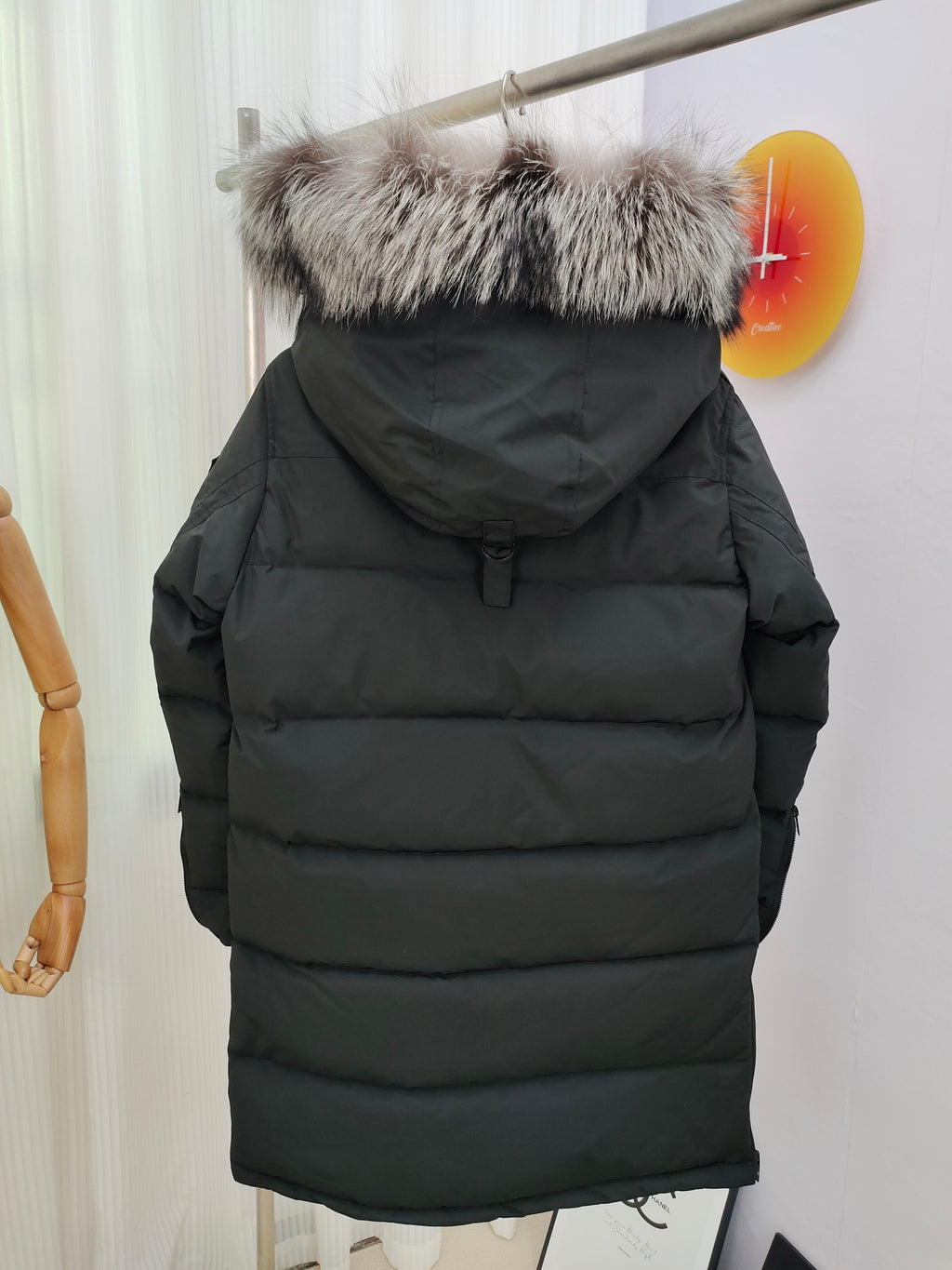 Moose Knuckles Charcoal Gray Longline Quilted Hooded Parka