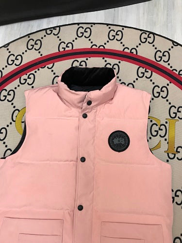 Canada Goose Blush Pink Black Logo Quilted Puffer Vest