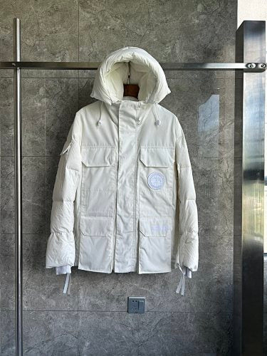 Canada Goose White Hooded Four-Pocket Puffer Jacket